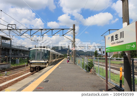 221 series train arriving at Kibukawa Station on the Kusatsu Line 221 series train arriving at Kibukawa Station on the Kusatsu Line 108450599