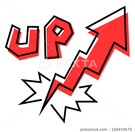 Illustration of an arrow and letters surging upward 108450679