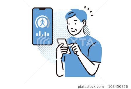 Senior man managing his health with a smartphone 108450856