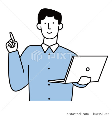Illustration material of a male office worker with a computer Illustration material of a male office worker with a computer 108451046