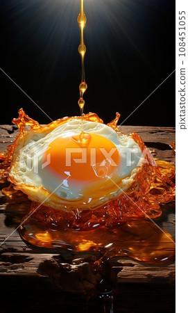 close up photo of Surrealism, Hyperrealism, Cinematic Fried Egg Generative AI 108451055