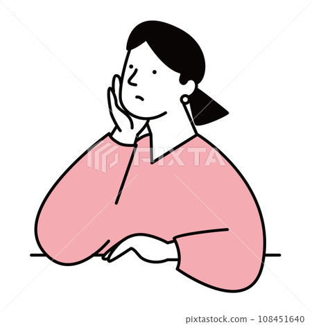 Illustration material of a woman thinking Illustration material of a woman thinking 108451640