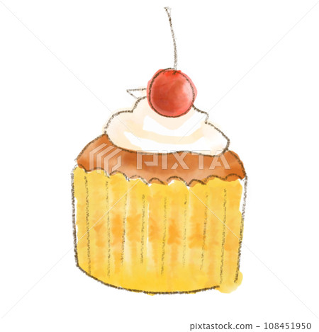 蛋糕櫻桃與鮮奶油 108451950