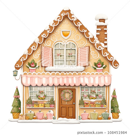 Sweet dessert gingerbread cookie on winter and Christmas festival isolation on white background 108451984