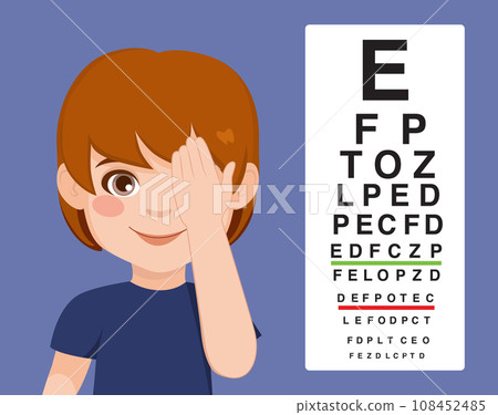 Boy Covering Eye Vision Test 108452485