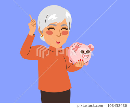 Middle-Aged Woman Holding Piggy Ban 108452486