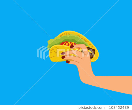 Female Hand Holding Taco Tortilla Female Hand Holding Taco Tortilla 108452489
