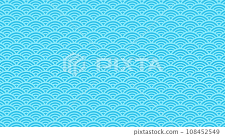 日式花紋背景青海波浪淺藍色16:9 108452549