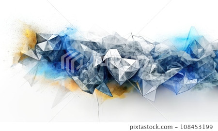 Abstract watercolor artwork mixed with buzzy geometric shapes 108453199