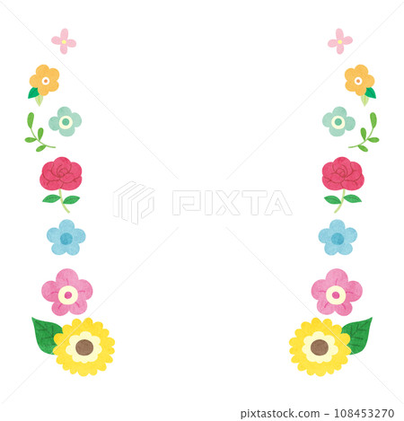 watercolor style colorful flower frame 108453270