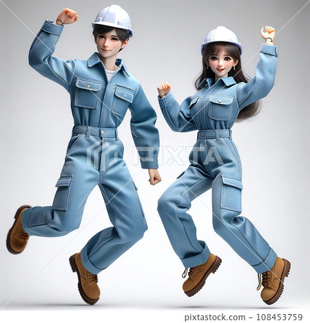 建築工地的人們跳躍 - 產生人工智慧 108453759