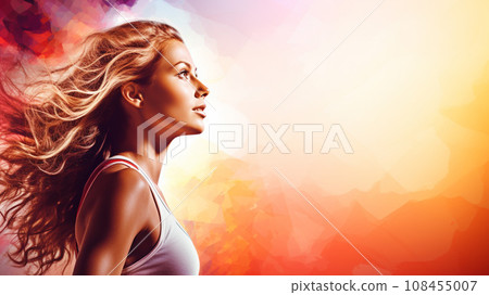 運動型女性的個人資料和人工智慧生成的藝術圖像 運動型女性的個人資料和人工智慧生成的藝術圖像 108455007