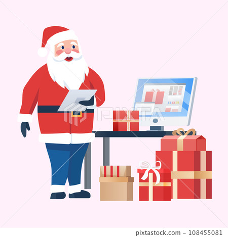 santa claus in red costume and hat with thumb up hand gesture christmas eve holiday happy new year celebration template santa claus in red costume and hat with thumb up hand gesture christmas eve holiday happy new year celebration template 108455081