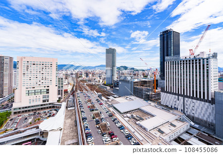 High-angle view of Mazda Stadium on the east side from Hiroshima Station [Urban landscape of Hiroshima] 108455086