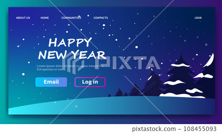 christmas eve holiday happy new year celebration template snowy fir trees night dark sky with snowflakes horizontal copy space christmas eve holiday happy new year celebration template snowy fir trees night dark sky with snowflakes horizontal copy space 108455093