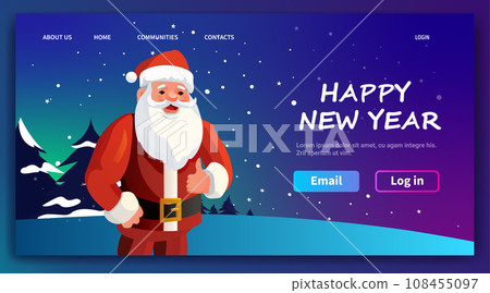 santa claus in red costume and hat with thumb up hand gesture christmas eve holiday happy new year celebration template santa claus in red costume and hat with thumb up hand gesture christmas eve holiday happy new year celebration template 108455097