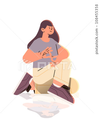disabled deaf mute woman communicate using sign language hearing disability concept vertical disabled deaf mute woman communicate using sign language hearing disability concept vertical 108455358