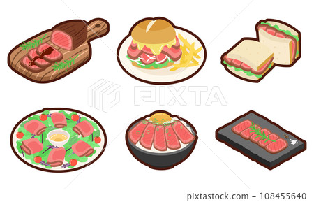 使用烤牛肉的簡單插畫素材集 108455640