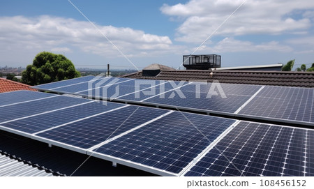 Alternative green energy, solar panels on the... - Stock Illustration ...