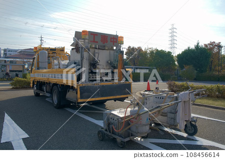 Construction vehicles and machines that carry out road line construction, trucks, marking lines Construction vehicles and machines that carry out road line construction, trucks, marking lines 108456614