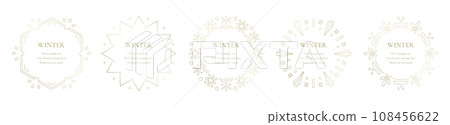 Material_Frame set_Winter decorative frame with snowflakes and light motifs. Luxury gold frame design Material_Frame set_Winter decorative frame with snowflakes and light motifs. Luxury gold frame design 108456622