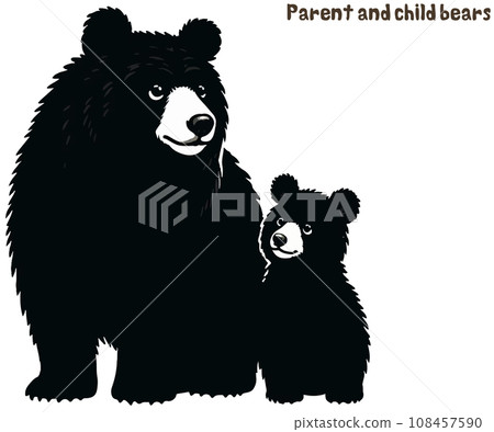 可愛的熊父母和孩子的簡單插圖 可愛的熊父母和孩子的簡單插圖 108457590