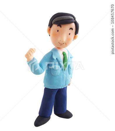 Romance gray man wearing work clothes and doing a guts pose (clay 3D illustration) Romance gray man wearing work clothes and doing a guts pose (clay 3D illustration) 108457670