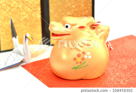 Dragon clay bell material for New Year's cards Dragon clay bell material for New Year's cards 108458302