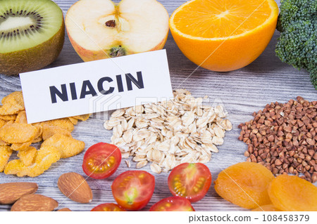Various products or ingredients containing natural vitamin B3 and minerals Various products or ingredients containing natural vitamin B3 and minerals 108458379
