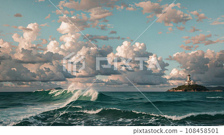 rough sea and clouds 108458501