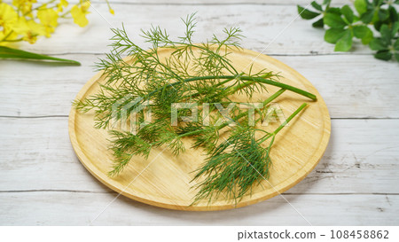 Dill (Dill) White wood grain background 108458862