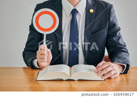 A male lawyer making a judgment A male lawyer making a judgment 108459017