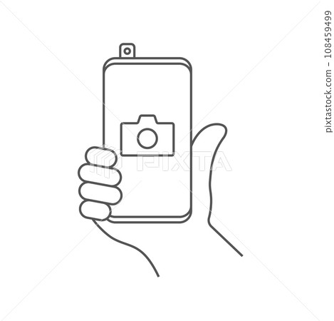 Mobile phone photography camera line icon. Outline vector sign, linear style pictogram isolated on white. Smartphone camera symbol, logo illustration. Editable Stroke. EPS 10 Mobile phone photography camera line icon. Outline vector sign, linear style pictogram isolated on white. Smartphone camera symbol, logo illustration. Editable Stroke. EPS 10 108459499