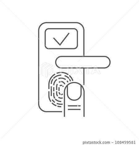 Smart door lock with finger scanner on white background. Editable Stroke. EPS 10 108459581