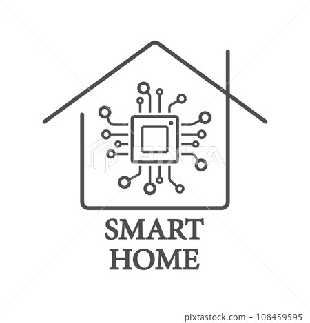 Processor styled smart home logo vector with chip Processor styled smart home logo vector with chip 108459595