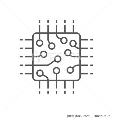 Processor icon, CPU, GPU, chip. Technology computer chip icon in line style. Editable Stroke. EPS 10 Processor icon, CPU, GPU, chip. Technology computer chip icon in line style. Editable Stroke. EPS 10 108459596