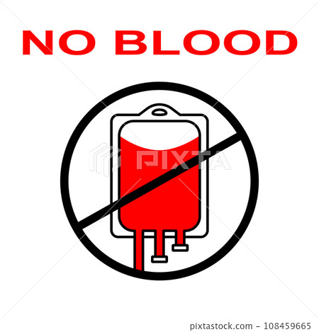 A label depicting the refusal of blood transfusion. Bloodless methods of treatment and surgery. Icon for keychain. Editable stroke 108459665