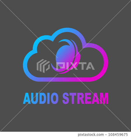 Audio loudspeaker in cloud isolated on white background. Color Vector illustration. EPS 10 108459675