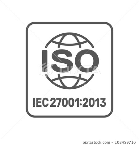 ISO 27001 2013 standard certified - Information security management. ISO 27001 sign. EPS 10. 108459710