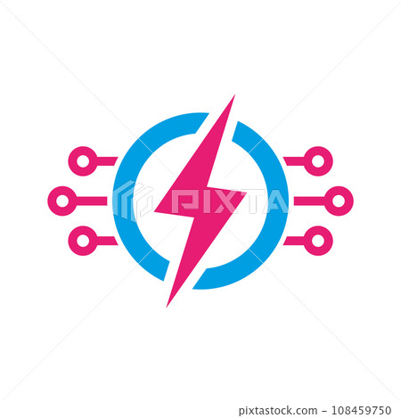 Electricity rounded icon. Vector illustration style is flat iconic bicolor symbol inside a circle. Designed for web and software interfaces. Vector Illustration. EPS 10 108459750