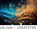 Abstract bokeh lights in gold and silver on black textured background. Festive and elegant design for holiday or party themes. AI Generative. 108459786