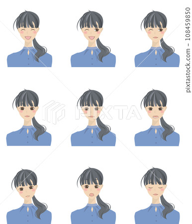 Illustration set 5 of women with various expressions Illustration set 5 of women with various expressions 108459850