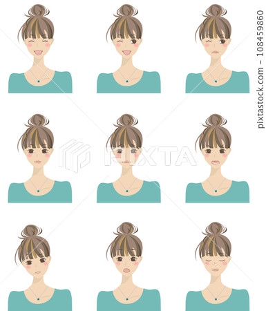 Illustration set 1 of women with various expressions 108459860