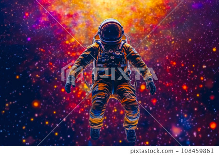 Astronaut floating in space surrounded by beautiful stars.AI generated. 108459861