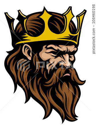 King Crown Warrior Head Mascot Medieval Face Man King Crown Warrior Head Mascot Medieval Face Man 108460198