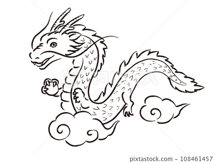 2024新年賀卡生肖龍插圖(畫線) 2024新年賀卡生肖龍插圖(畫線) 108461457