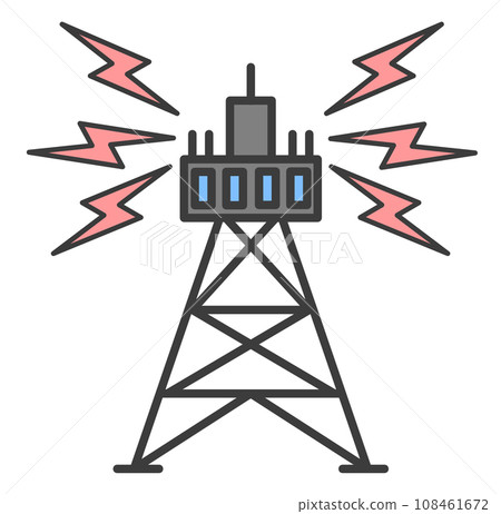 Illustration of a radio tower that serves as a relay station for communication equipment Illustration of a radio tower that serves as a relay station for communication equipment 108461672