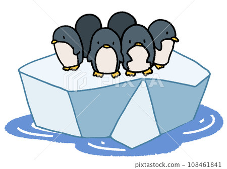 A flock of penguins on the ice floe 108461841
