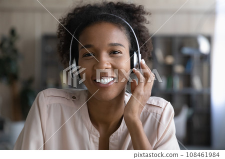 Screen view head shot of happy young African American student Screen view head shot of happy young African American student 108461984