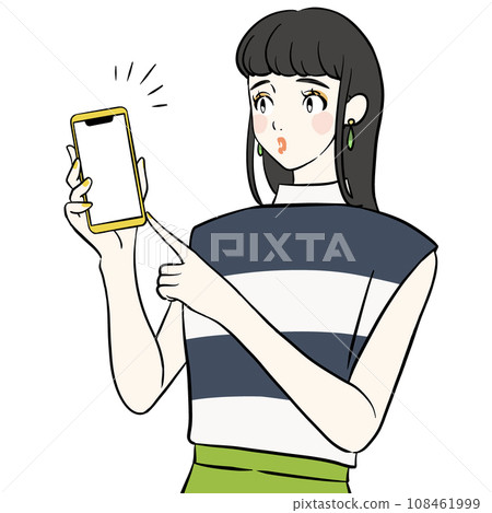 顯示智能手機屏幕的婦女 顯示智能手機屏幕的婦女 108461999